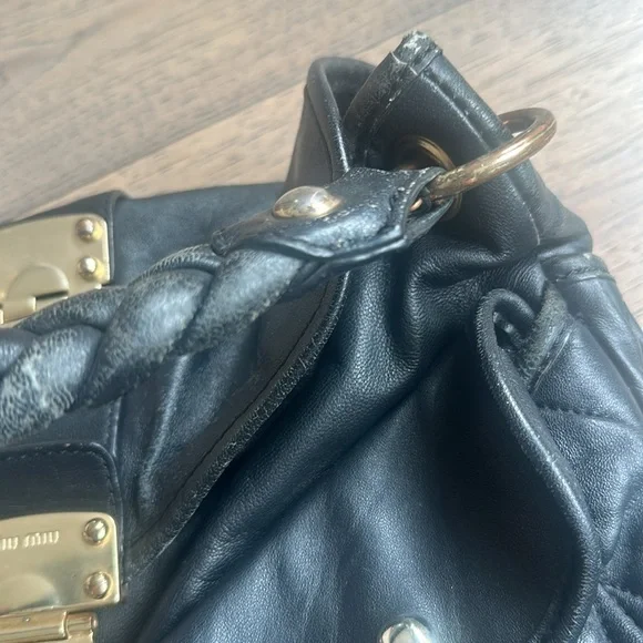 Miu Miu Black Shoulder Bag with Gold Accents - Picture 13 of 15